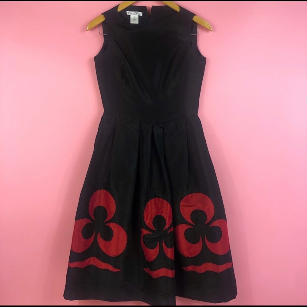 Oscar de la Renta Black and Red Cocktail Dress - 8